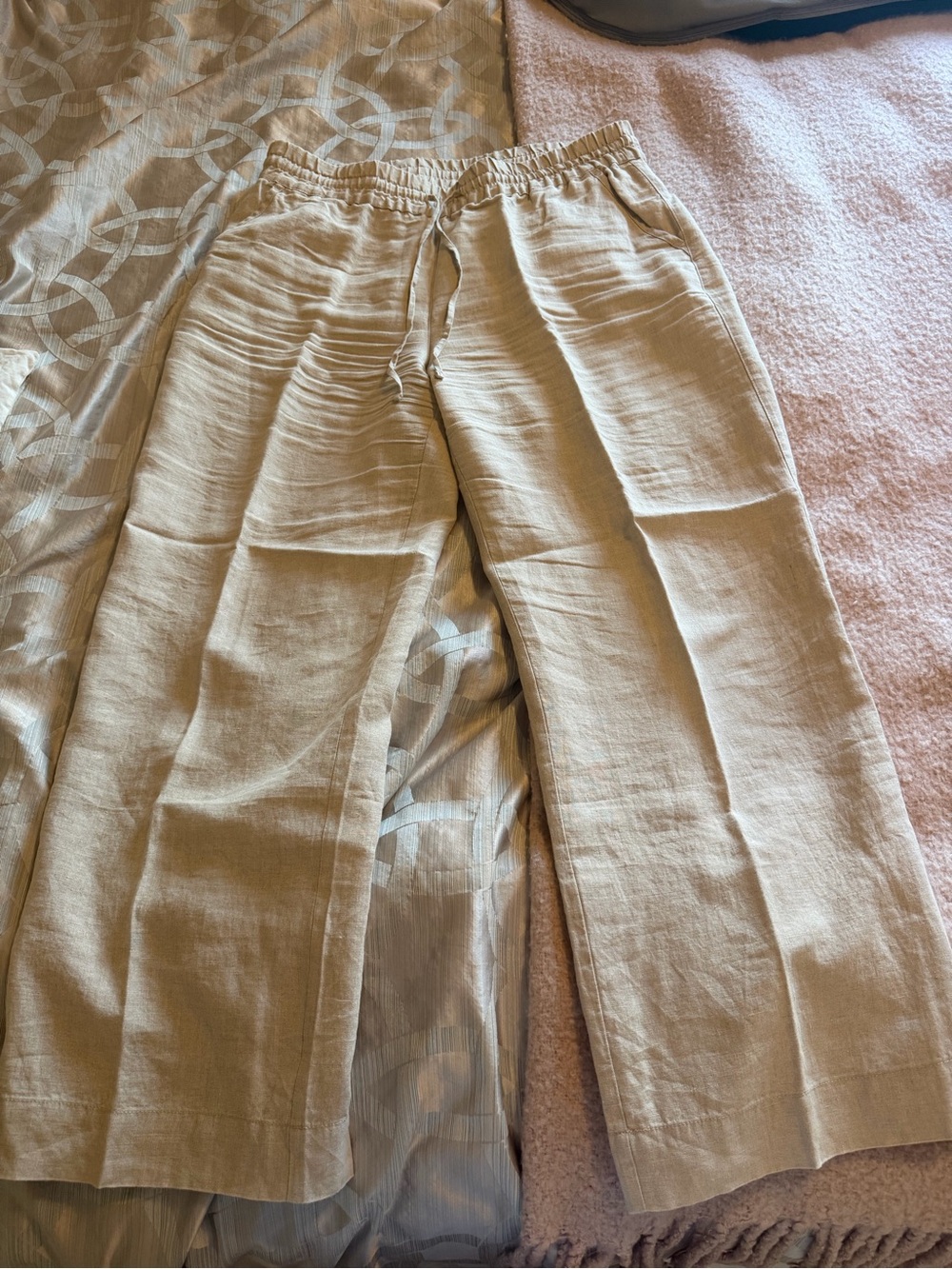 Tommy Bahama Drawstring Linen-Blend Pants — Beige